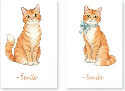 Adjectives change with the noun: o gato bonito / a gata bonita — endings match.