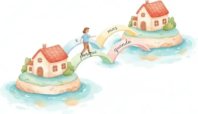 e (and), mas (but), porque (because), quando (when) — bridge words between ideas.