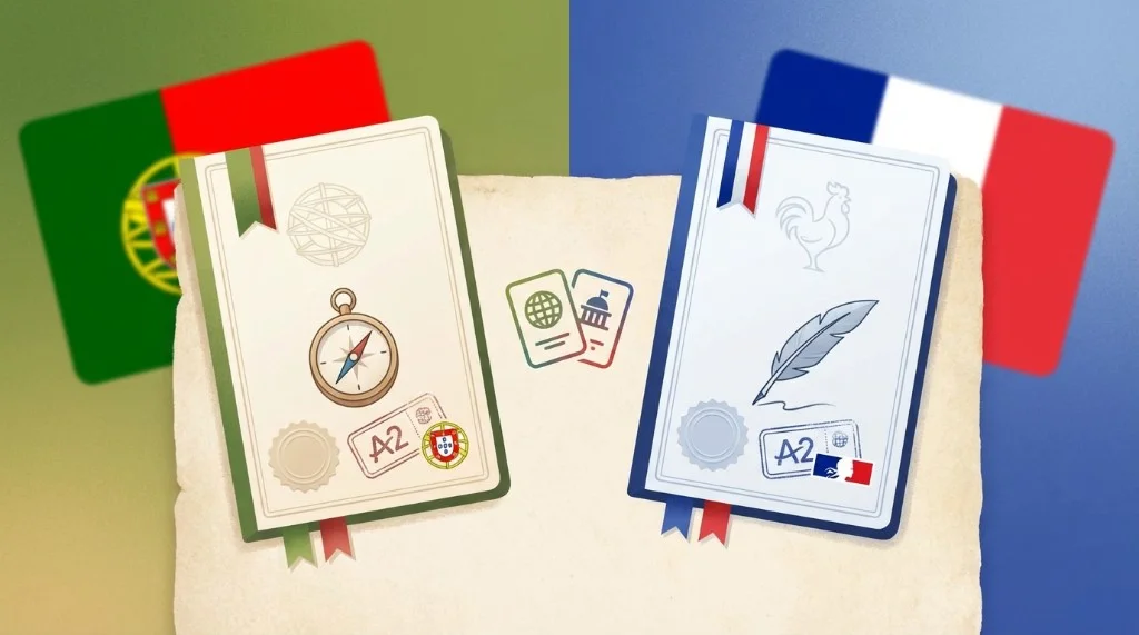 CIPLE A2 vs DELF A2 - Portuguese and French citizenship exam comparison