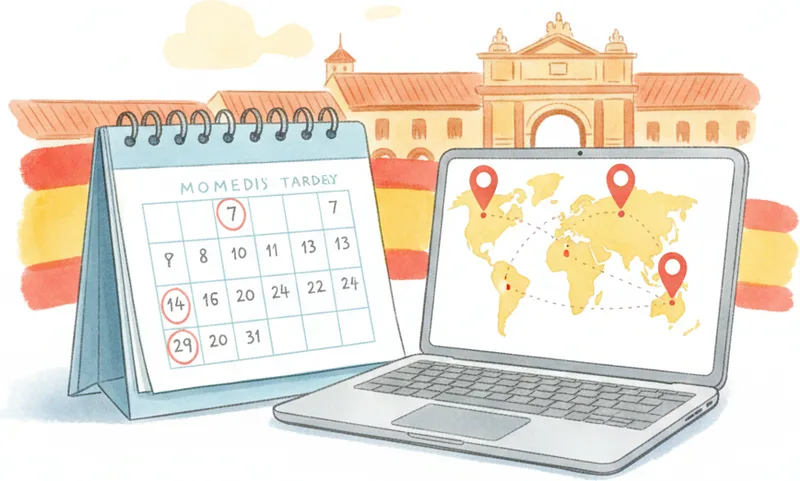 Calendario de estudio con notas y un reloj — preparación DELE A2 cronograma realista