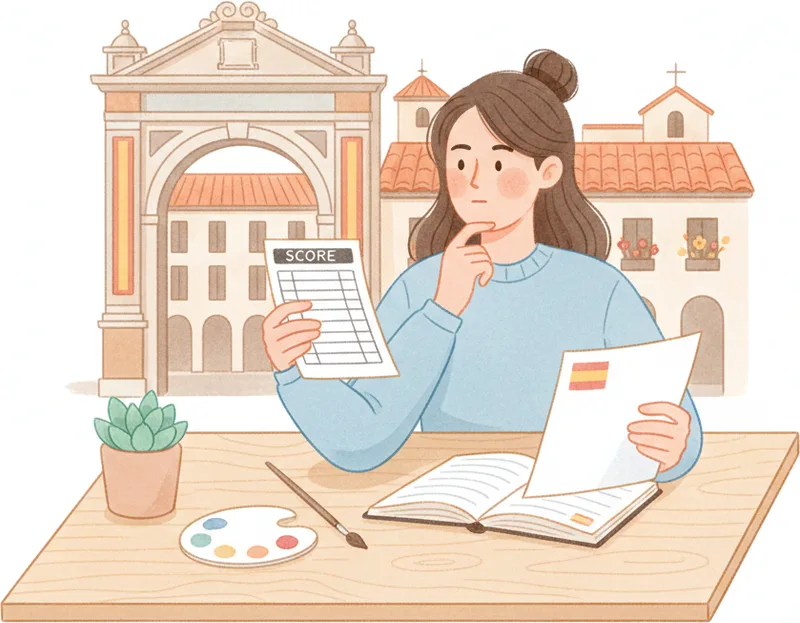 Person reviewing DELE A2 exam results and making a study plan — retake strategy guide