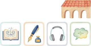 DELE A2: four blocks — Reading, Writing, Listening, Speaking — each must stay above the floor score.