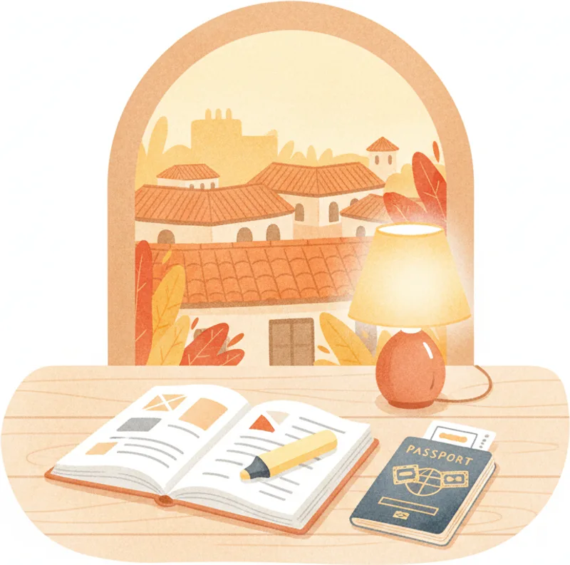 Pasaporte español y material de estudio DELE A2 sobre una mesa — guía de ciudadanía española