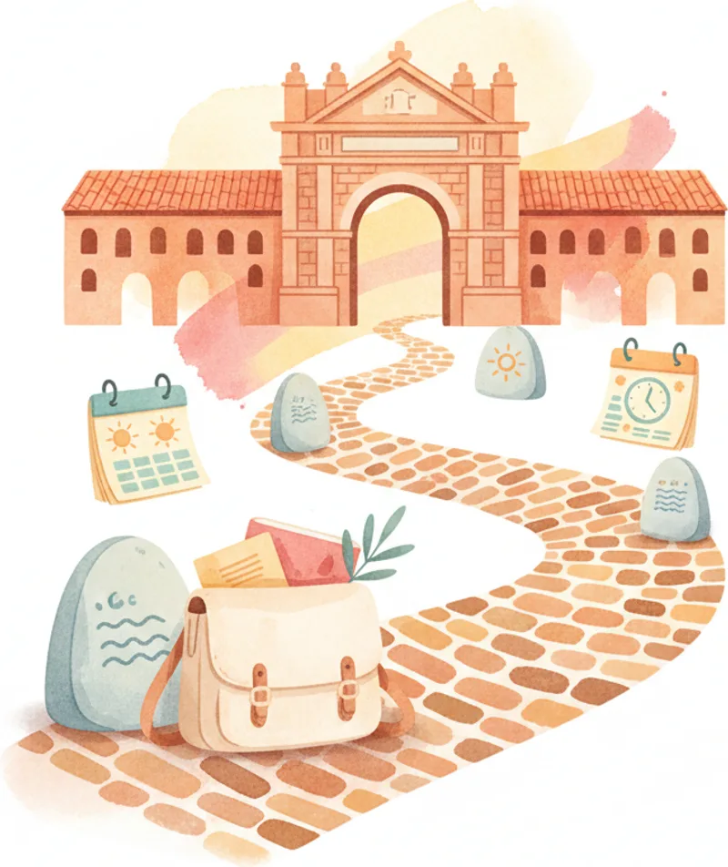 Calendar with study milestones and a clock — DELE A2 preparation timeline guide