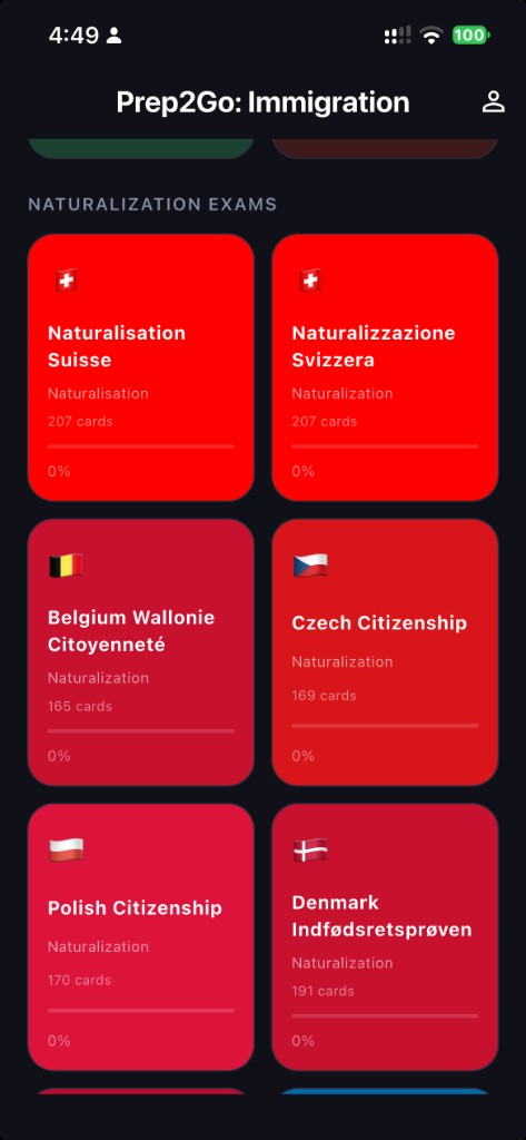 Prep2Go app citizenship test decks: CCSE, Life in the UK, U.S., Canada, France